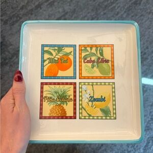Colorful Cocktail Themed Square Plate